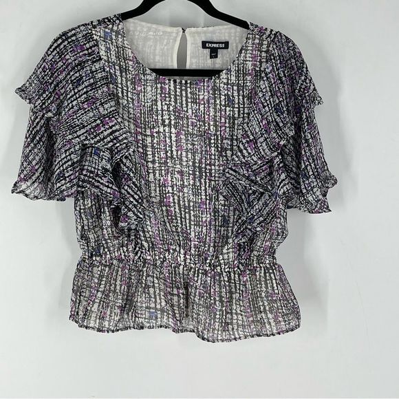 Express Tops - NWT EXPRESS WOMEN’s top, blouse, short sleeve with lots of ruffles, size Large